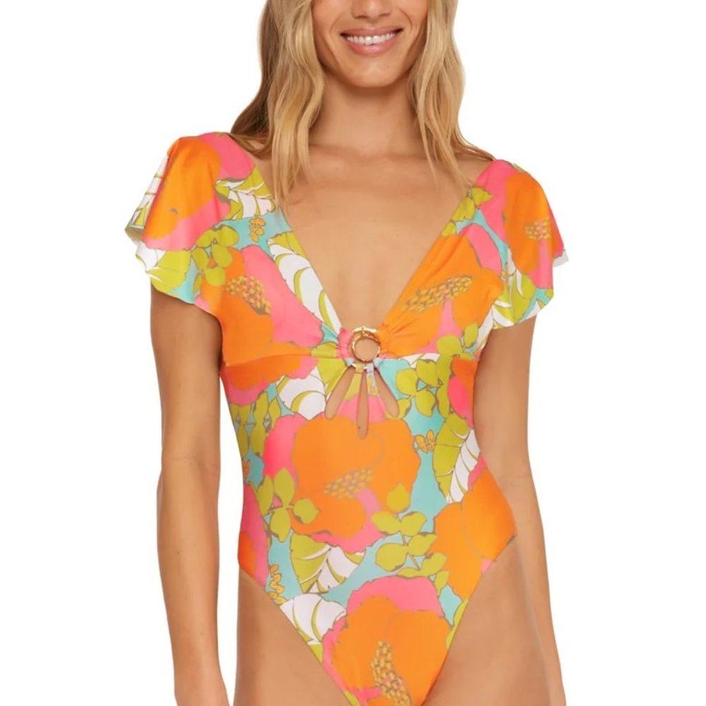 🦩Trina Turk Playa De Flor Flutter Swimsuit 🌸 HOST PIC🦩10~12~14!